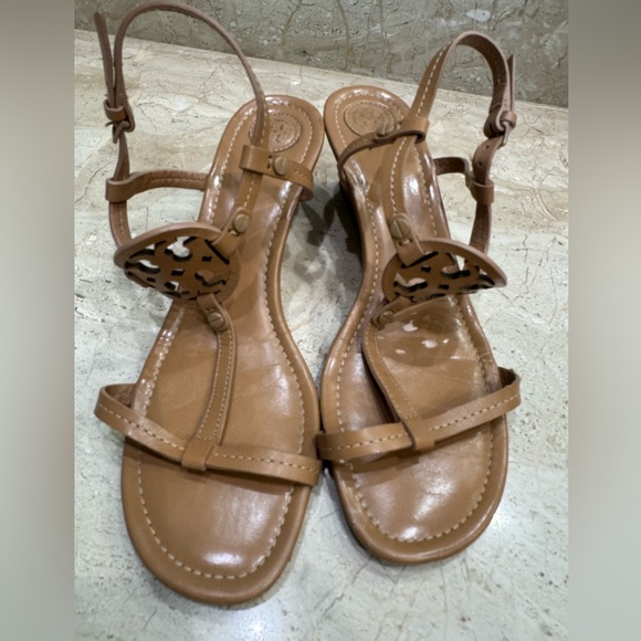 Tory Burch Miller Wedge Nude Sandals 8.5 - Picture 1 of 9